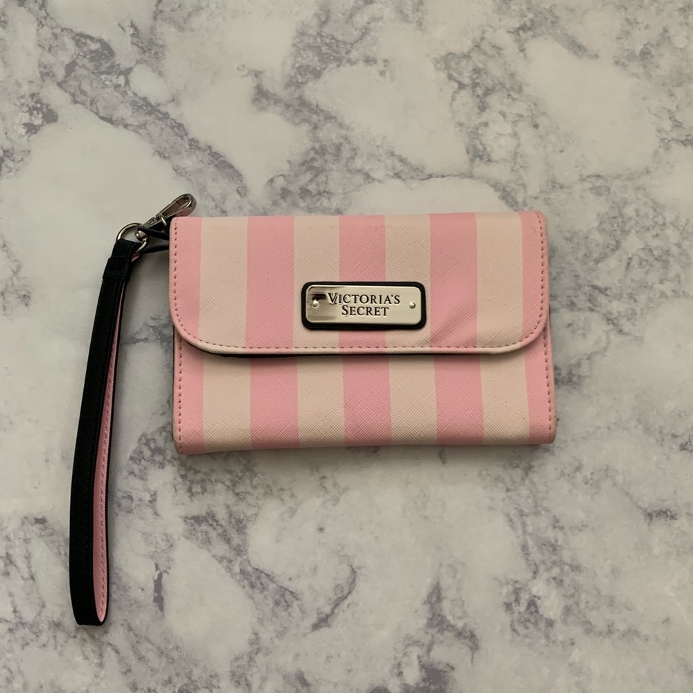 Victoria’s Secret Tech Clutch pink stripes